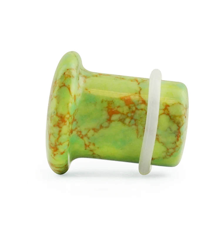 Green Howlite Stone Plugs - Single Flare - Mrs Treak