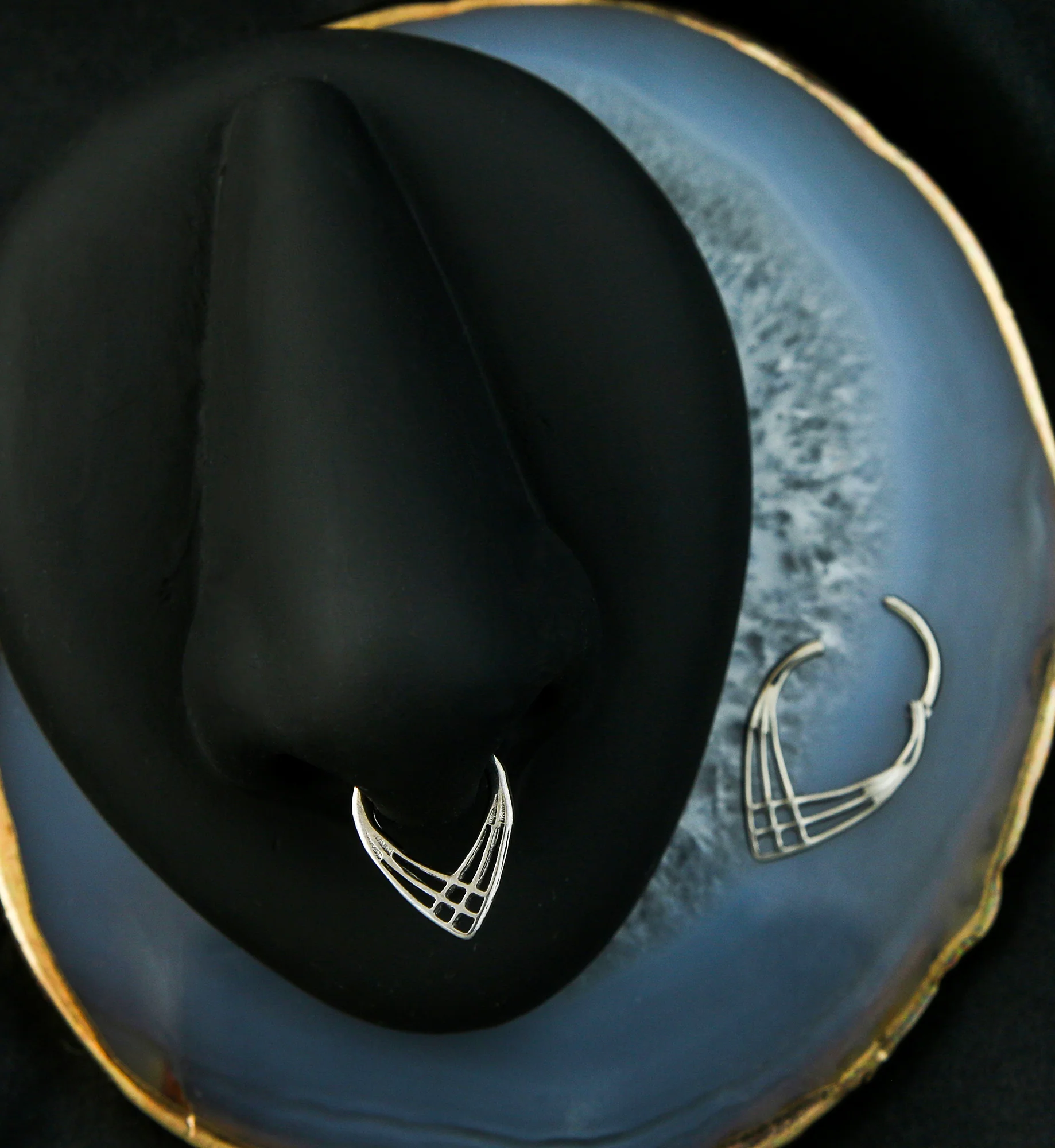 Criss Cross Teardrop Titanium Segment Ring - Mrs Treak