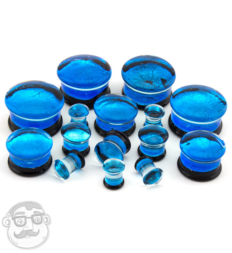 Blue Dichroic Glass Plugs - Mrs Treak