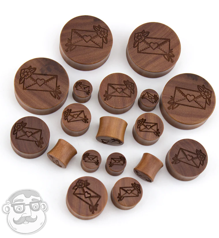 Love Letter Engraved Saba Wood Plugs - Mrs Treak