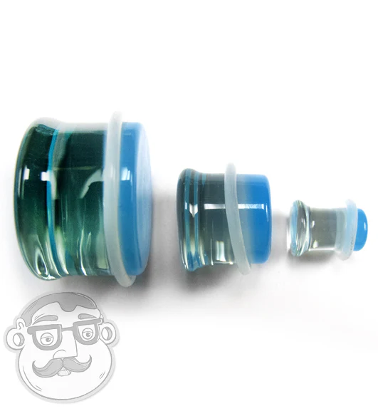 Pacific Blue Glass Plugs - Single Flare - Mrs Treak