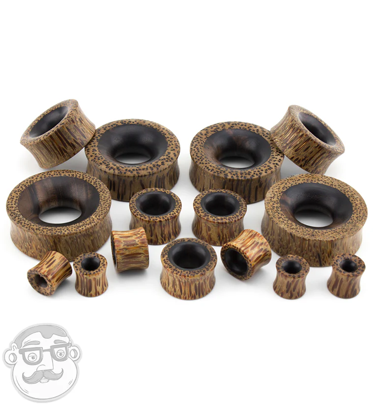 Concave Coconut Wood Tunnels With Areng Wood Inlay - Mrs Treak