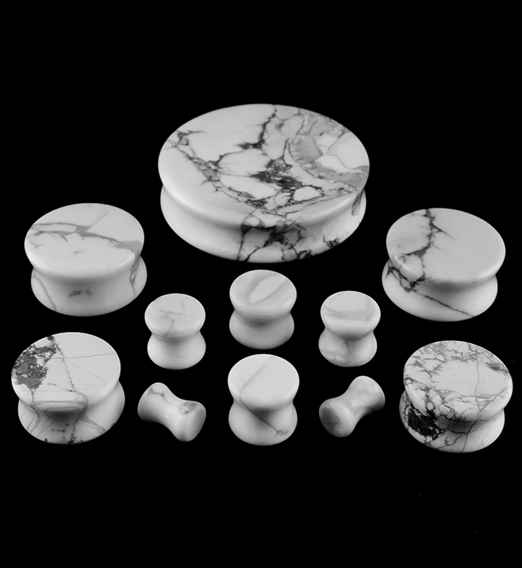 White Howlite Stone Plugs - Mrs Treak