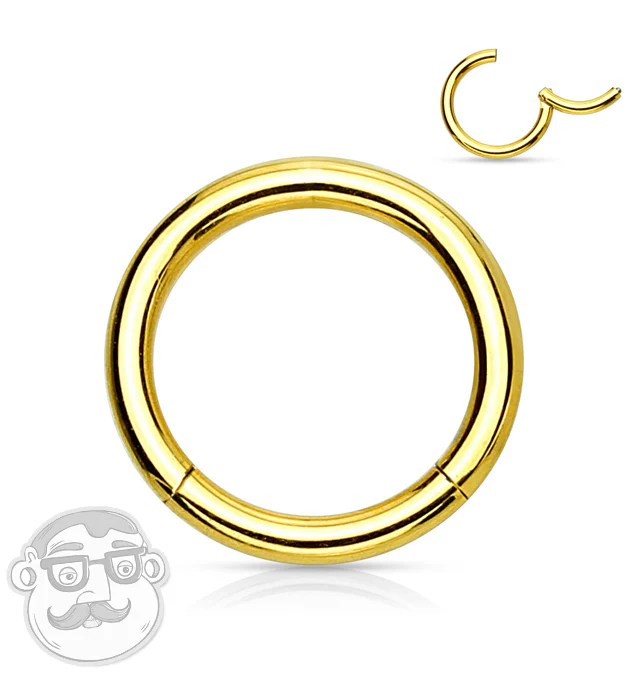 Gold PVD Hinged Stainless Steel Segment Hoop Ring - Mrs Treak