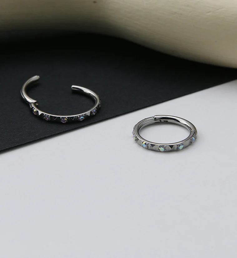 Polyhedra Aurora CZ Edge Titanium Hinged Segment Ring - Mrs Treak