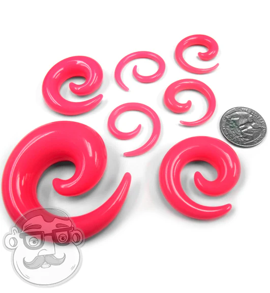 Hot Pink Acrylic Spirals - Mrs Treak
