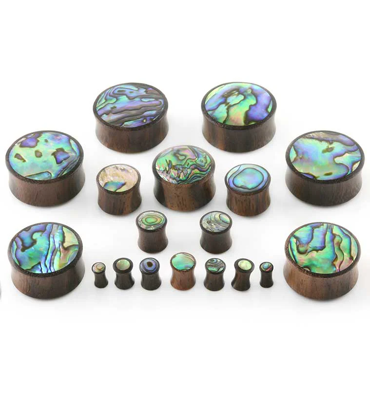 Abalone Shell Inlay Wood Plugs - Mrs Treak