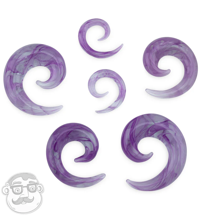 Purple Swirl Glass Spirals - Mrs Treak