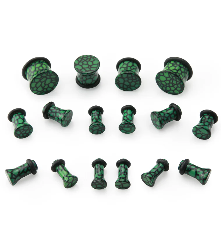 Green Dragon Veins Acrylic Plugs - Mrs Treak