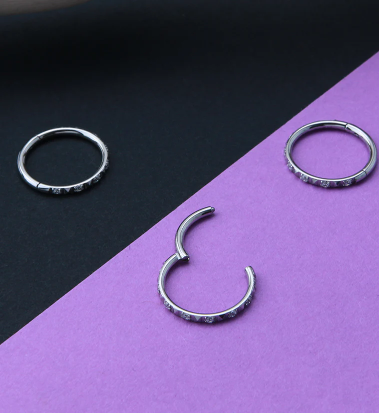 Silver Ediface Gem Hinged Segment Ring - Mrs Treak