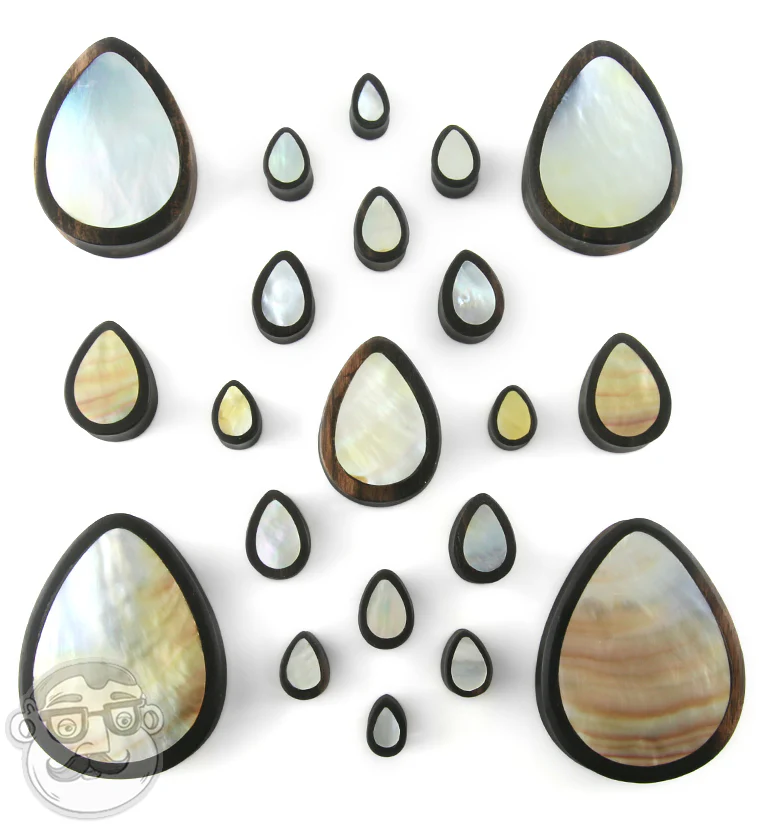 Mother of Pearl Areng Wood Teardrop Plugs - Mrs Treak