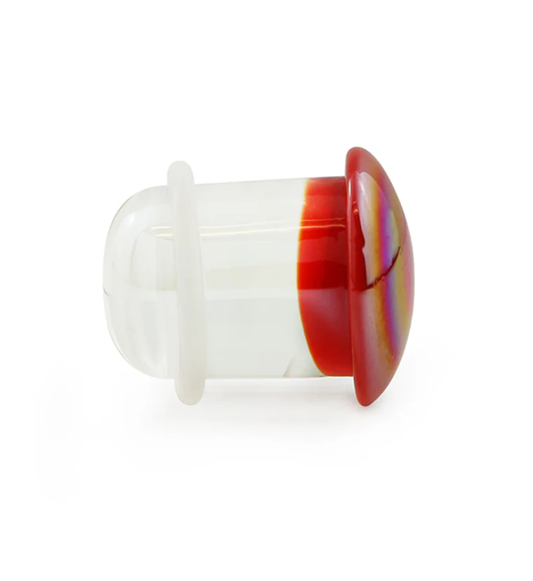 Red Oil Splash Single Flare Glass Plugs - Mrs Treak