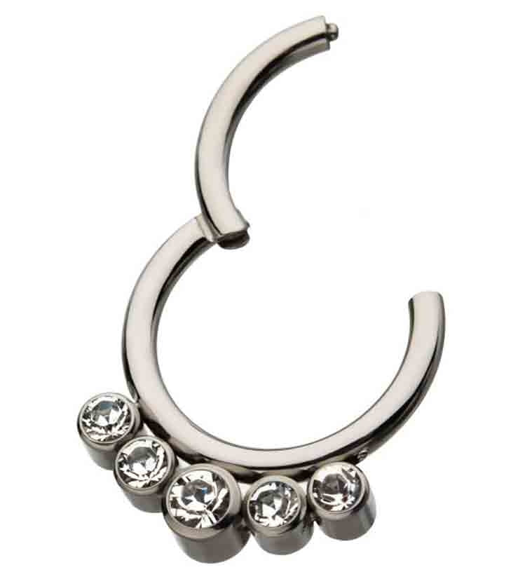 Titanium Hinged Multi CZ Segment Ring - Mrs Treak