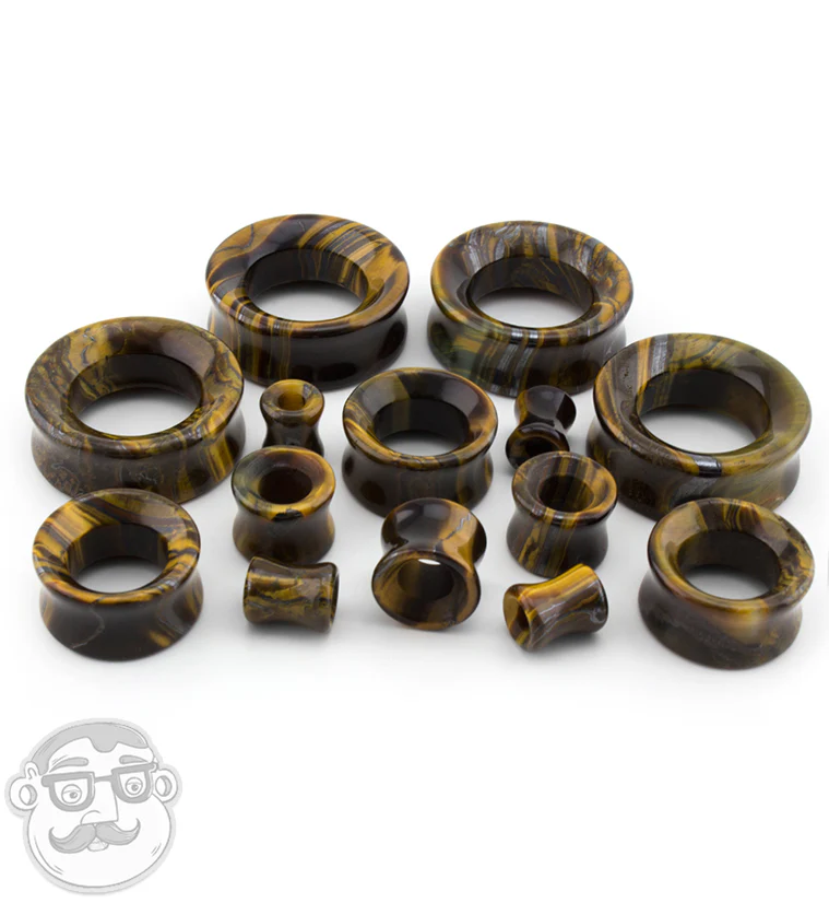 Tiger Eye Double Flare Tunnels - Mrs Treak