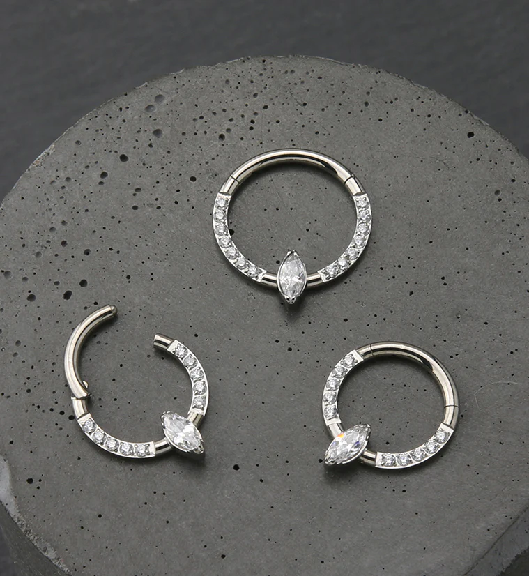 Bauble Clear CZ Titanium Hinged Segment Ring - Mrs Treak