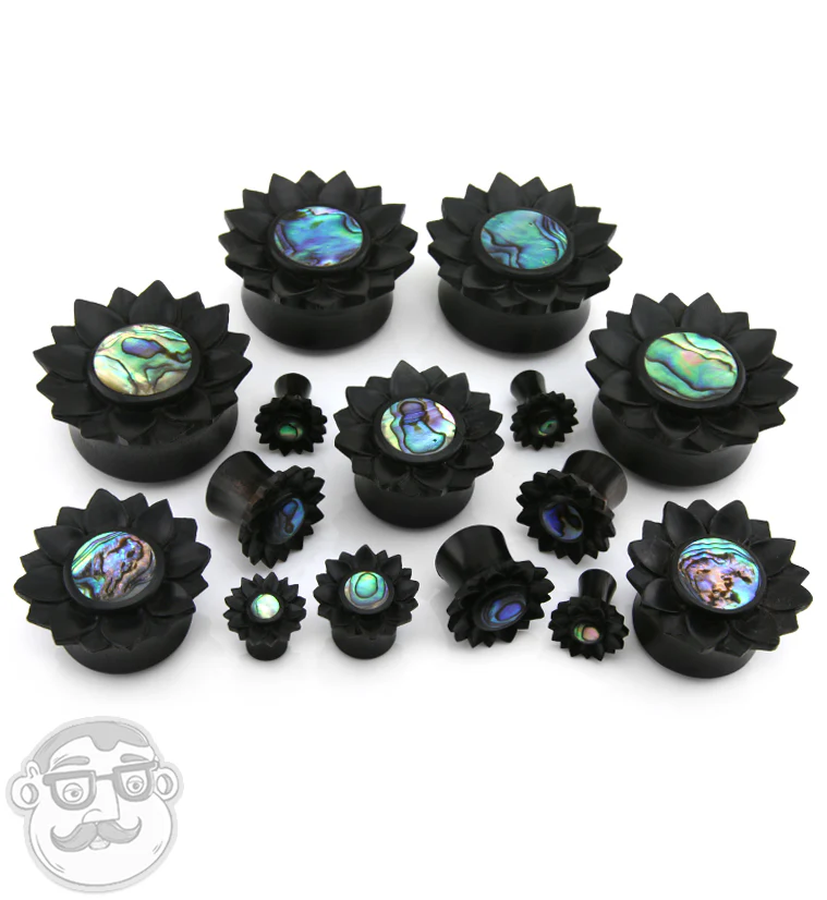 Mandala Areng Wood Plugs with Abalone Shell Inlay - Mrs Treak