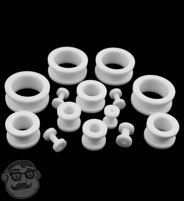 White Acrylic Screw on Tunnels - Mrs Treak