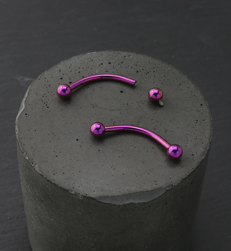 Purple Titanium Internally Threaded Curved Barbell - Mrs Treak