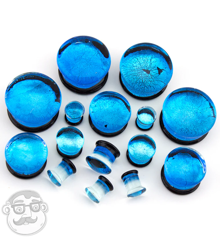 Blue Dichroic Glass Plugs - Mrs Treak