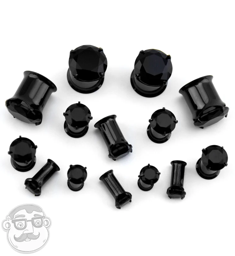 PVD Black CZ Steel Plugs - Mrs Treak