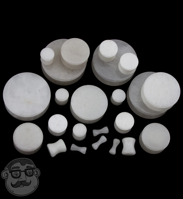 White Quartz Stone Plugs - Mrs Treak