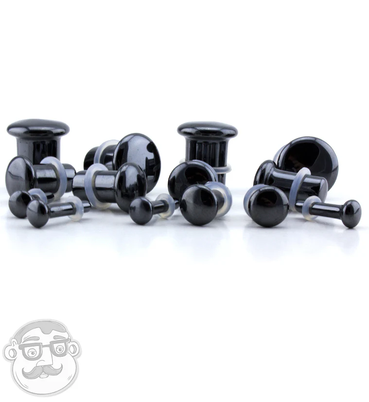 Single Flare Hematite Stone Plugs - Mrs Treak