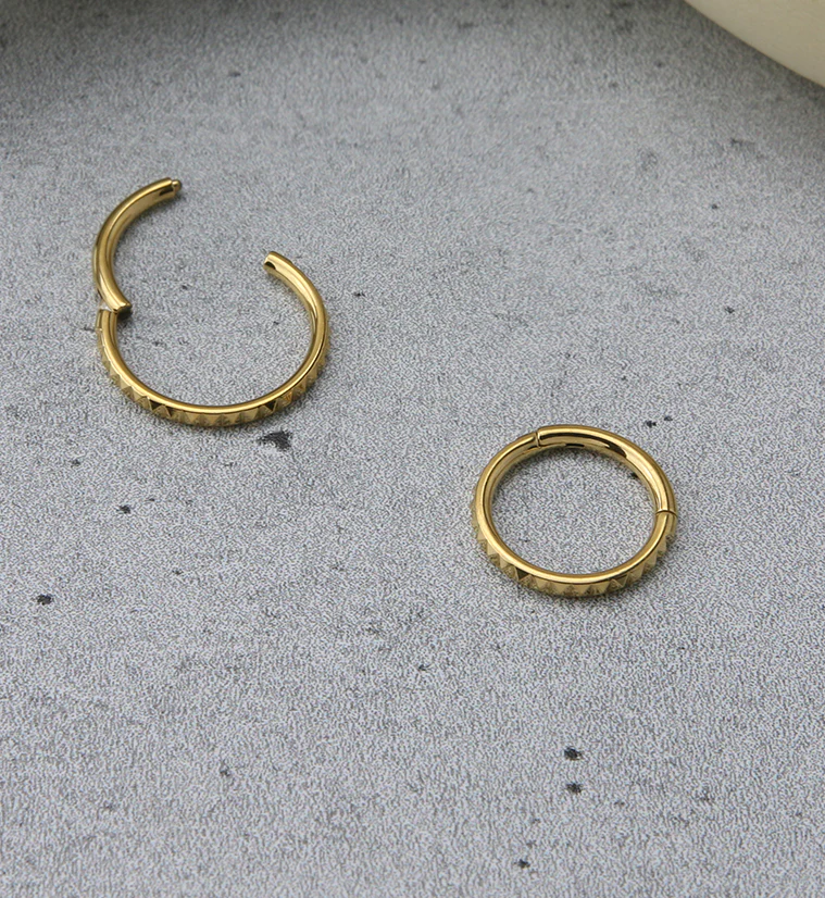 Gold PVD Polyhedra Edge Titanium Hinged Segment Ring - Mrs Treak