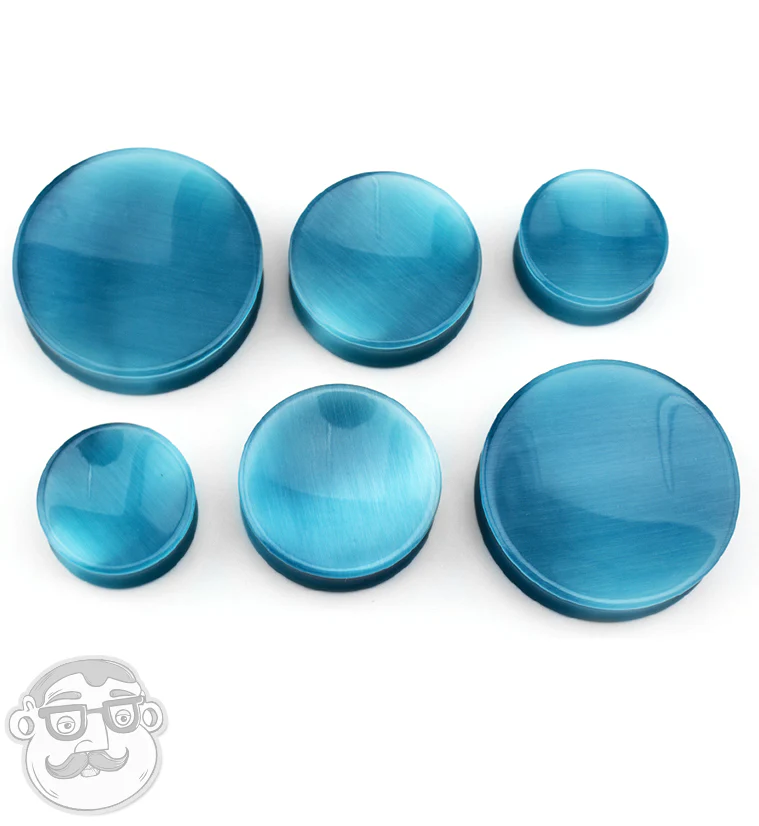 Turquoise Cat's Eye Glass Plugs - Mrs Treak