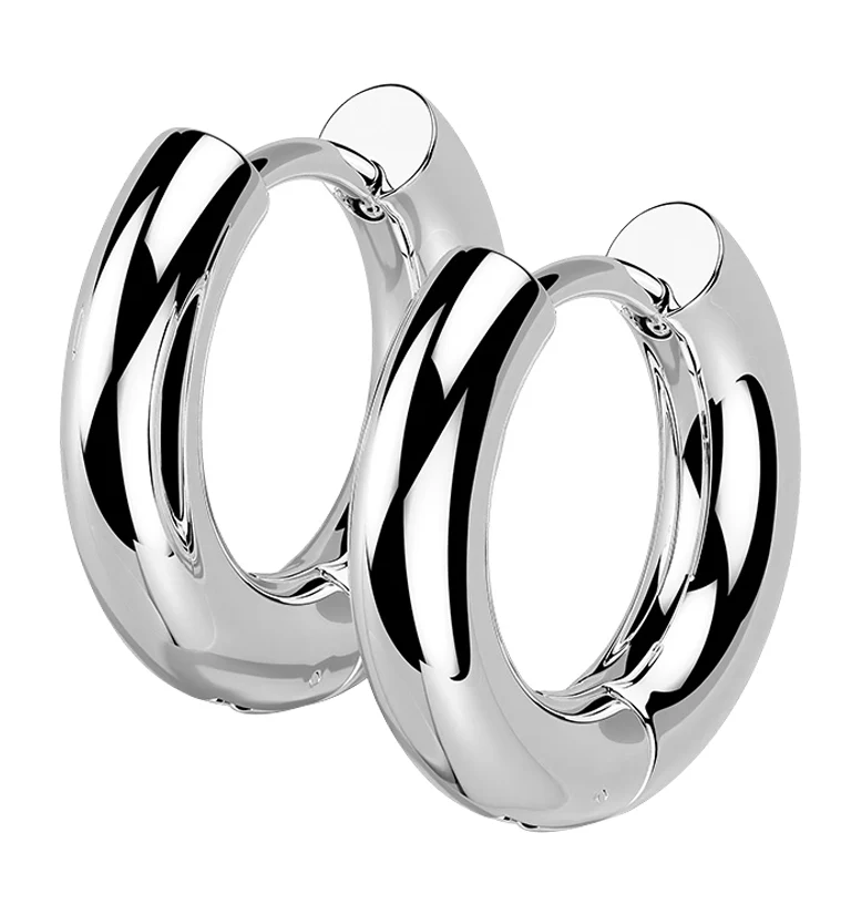 Vast Stainless Steel Hinged Hoop Earrings - Mrs Treak