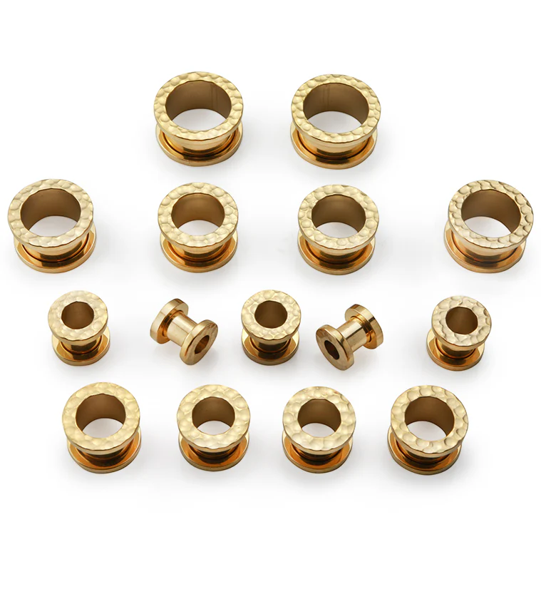 Hammered Gold PVD Stainless Steel Tunnels - Mrs Treak