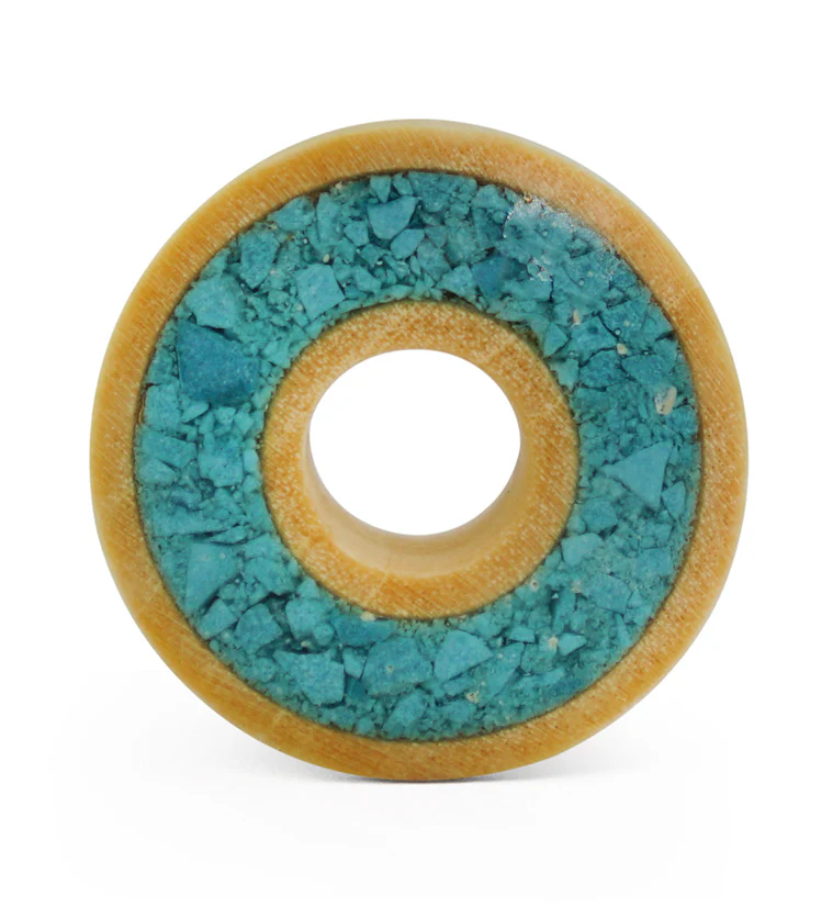 Crocodile Wooden Tunnels with Crushed Turquoise Stone Inlay - Mrs Treak