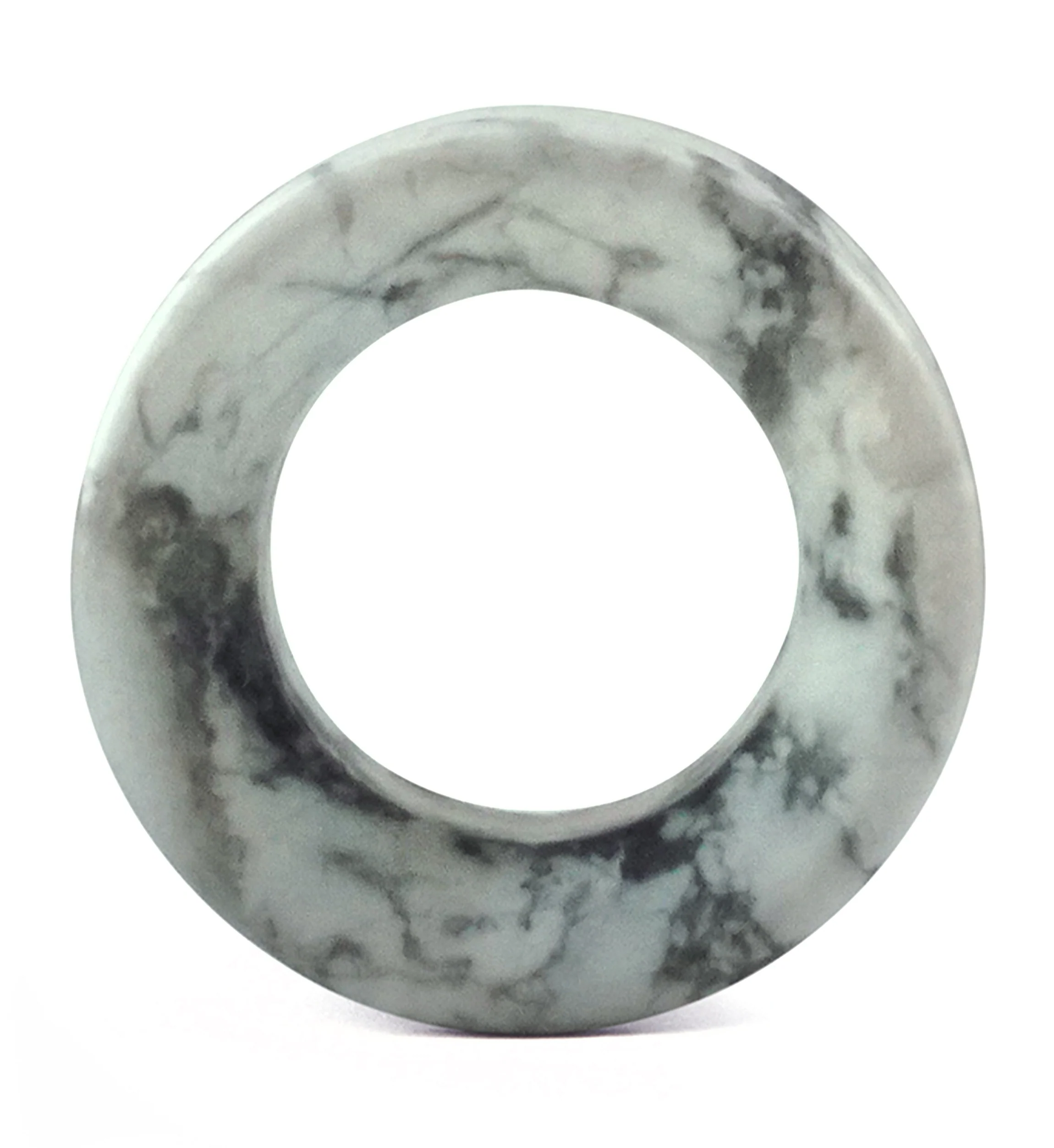 White Howlite Stone Double Flare Tunnels - Mrs Treak