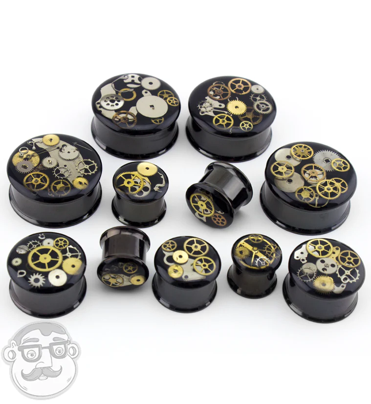 Black Steel Steampunk Plugs - Mrs Treak