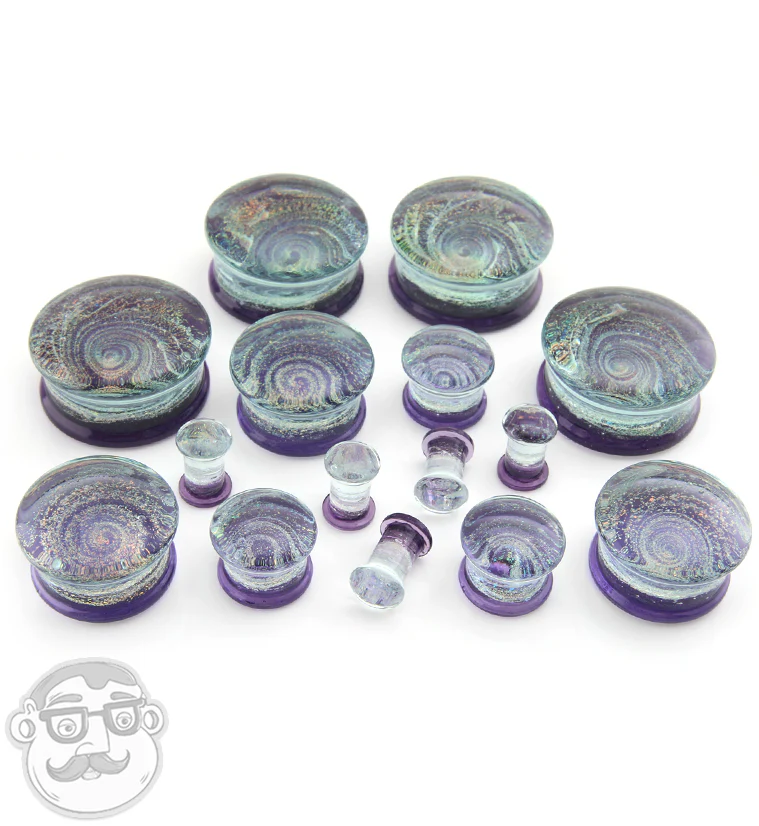 Purple Cosmic Spiral Glass Plugs - Mrs Treak