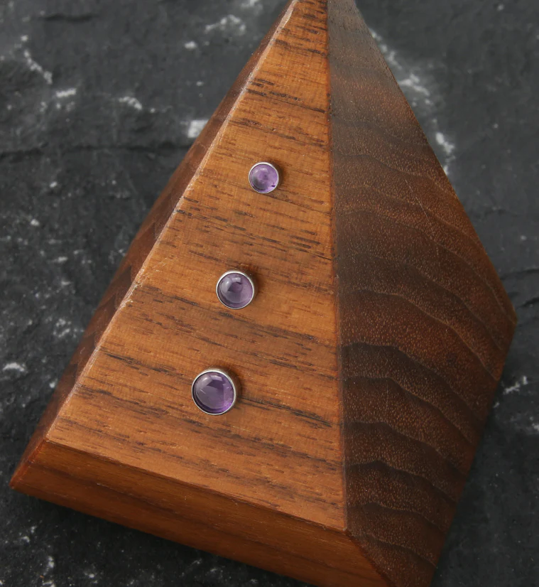 Bezel Amethyst Stone Titanium Threadless Top - Mrs Treak