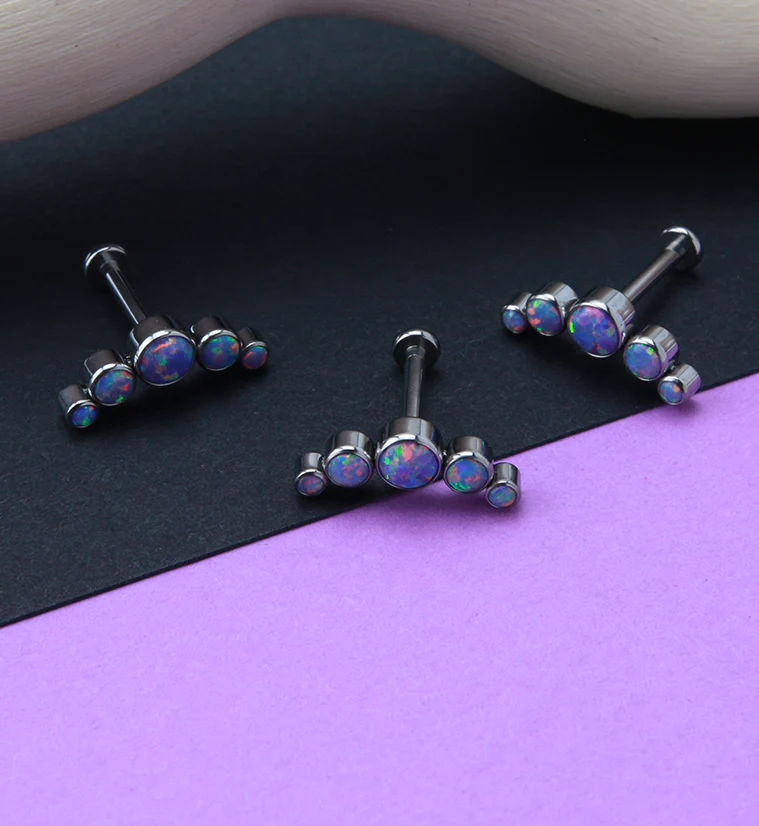 Purple Opalite Quinary Titanium Cartilage Labret - Mrs Treak