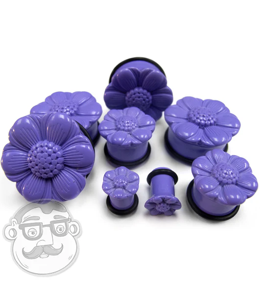 Purple Flower Petal Plugs - Single Flare - Mrs Treak