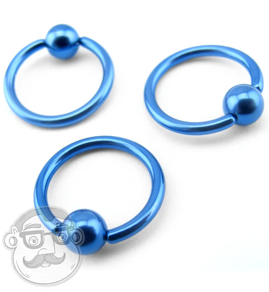 Blue Titanium Captive Ring - Mrs Treak