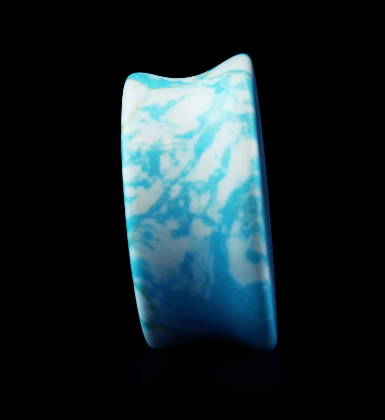 Ocean Howlite Stone Mayan Flare Plugs - Mrs Treak