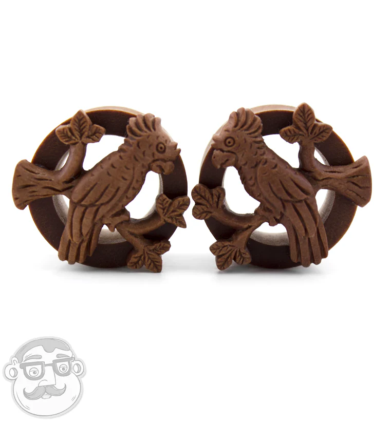 Parrot Carved Saba Wood Tunnels - Mrs Treak