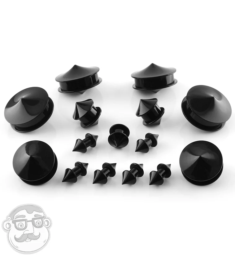 Black Conoid Acrylic Plugs - Mrs Treak