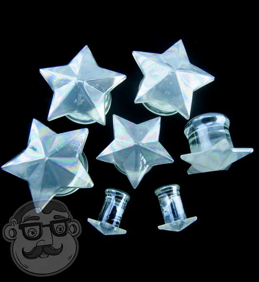 Iridescent Star Glass Plugs - Mrs Treak
