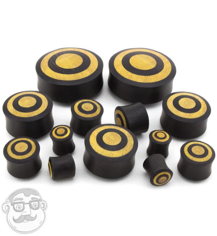 Areng Wood Plugs with Target Jackfruit Wood Inlay - Mrs Treak