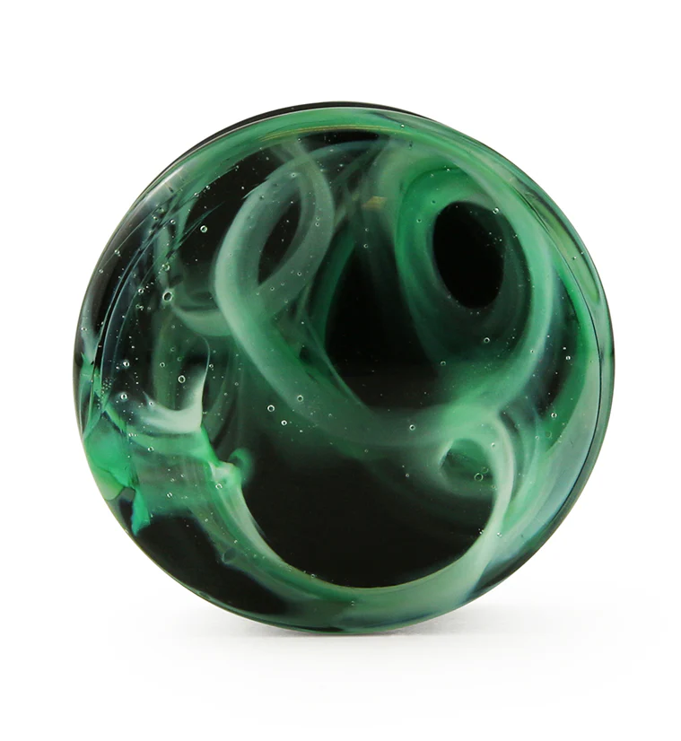 Seafoam Green Haze Swirl Glass Plugs - Mrs Treak