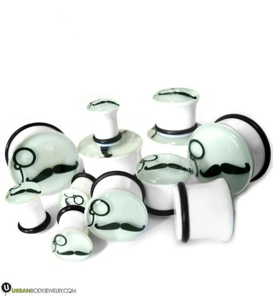Glow In The Dark Mustache Plugs - Mrs Treak