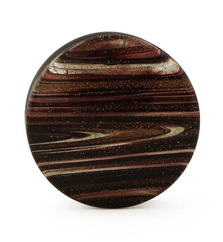 Black & Gold Glitz Glass Plugs - Mrs Treak