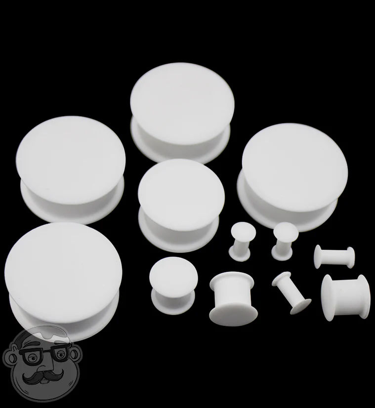 Kaos White Silicone Hollow Plugs - Mrs Treak