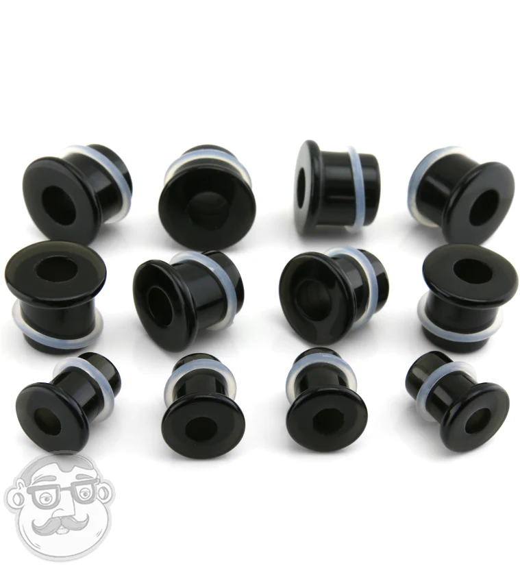 Obsidian Stone Single Flare Top Hat Tunnels - Mrs Treak