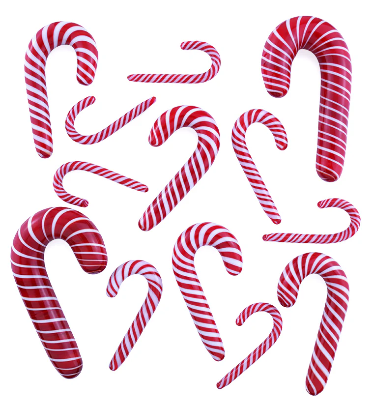Red And White Candy Cane Glass Ear Hangers - Mrs Treak
