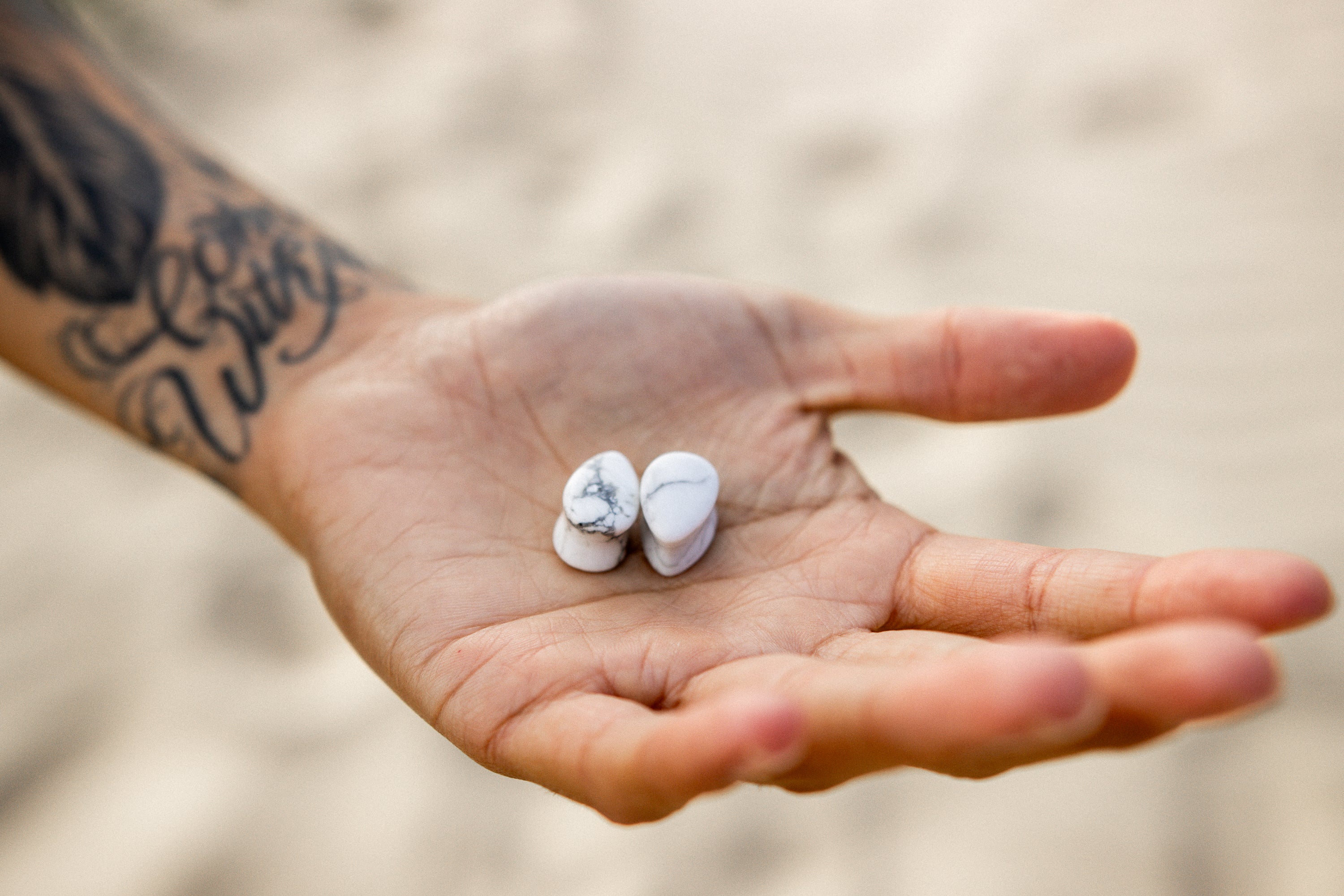 White Howlite Stone Teardrop Plugs - Mrs Treak